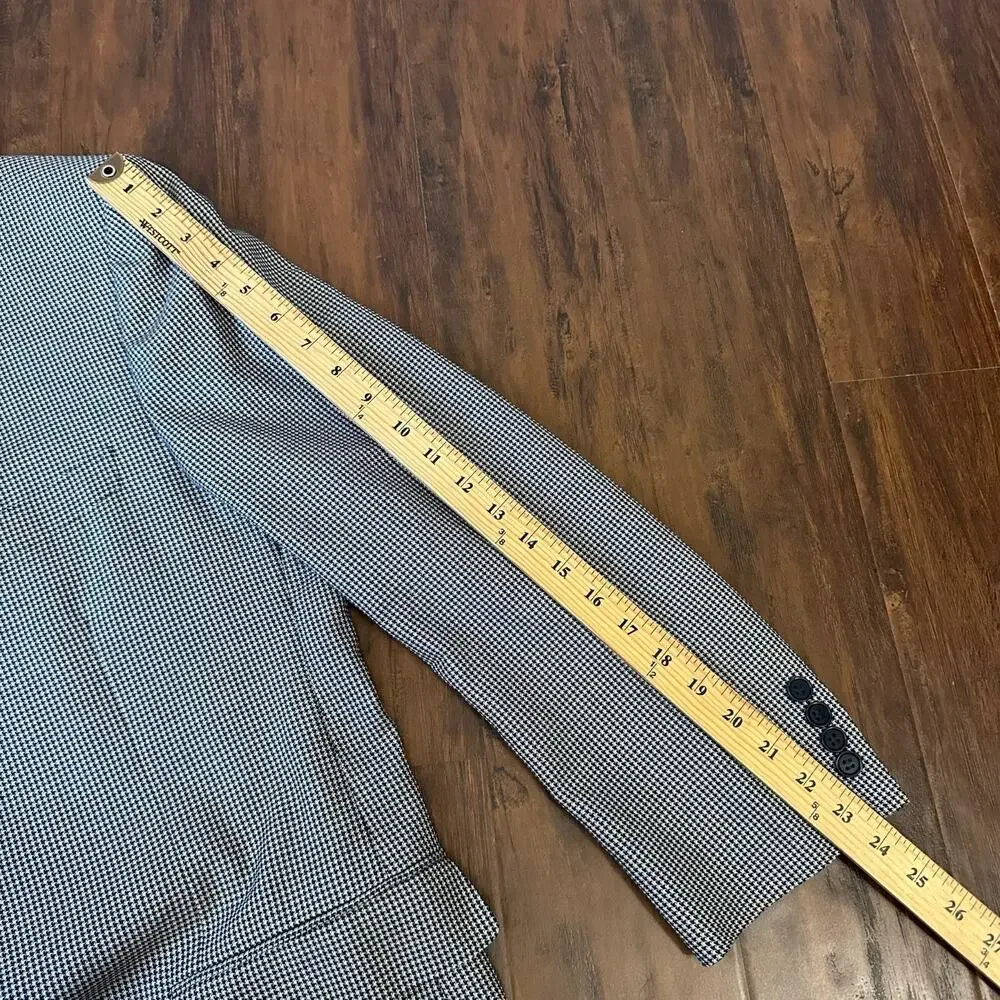 CANALI Blazer Jacket Houndstooth Silk Wool Sport Coat Business Preppy
